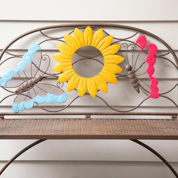 Plow & Hearth Sunflower With Butterflies Metal Outdoor Bench