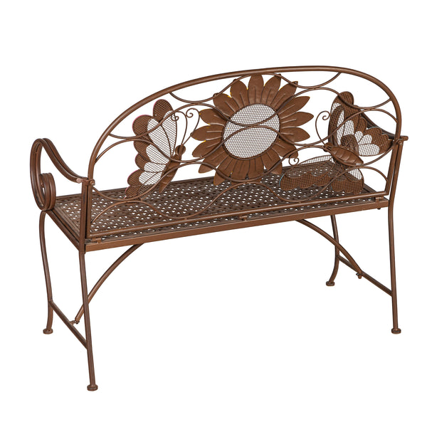Plow & Hearth Sunflower With Butterflies Metal Outdoor Bench