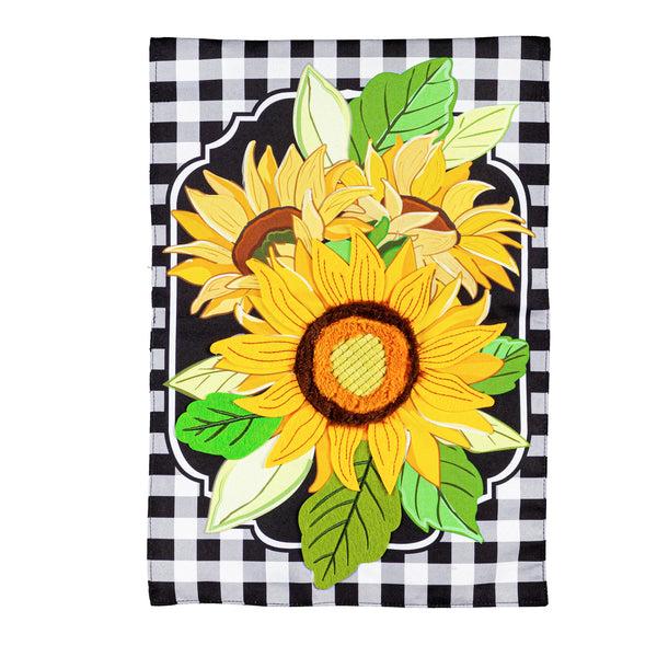 plow & hearth Sunflowers and Checks Linen Garden Flag