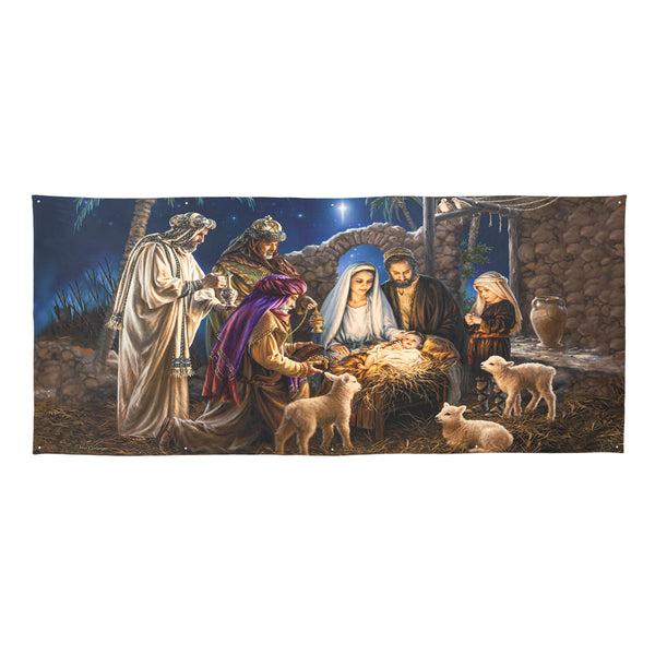 Plow & Hearth The Savior Is Born Premium Double Garage Door Cover