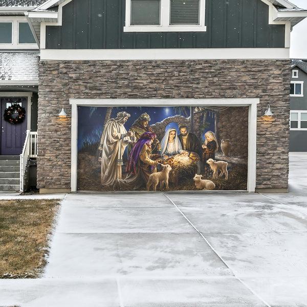 plow & hearth The Savior Is Born Premium Double Garage Door Cover