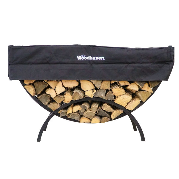 Plow & Hearth The Woodhaven 5ft Crescent Firewood Rack And Cover