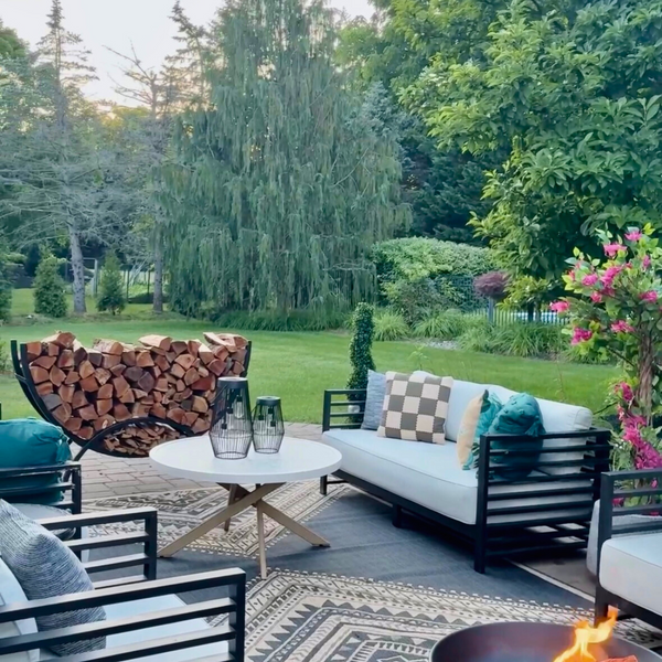 Plow & Hearth The Woodhaven 5ft Crescent Firewood Rack And Cover