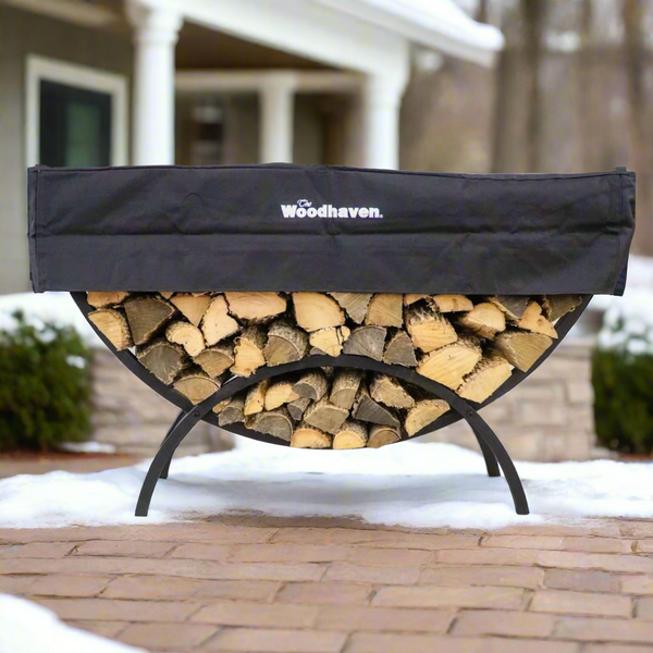 Plow & Hearth The Woodhaven 5ft Crescent Firewood Rack And Cover