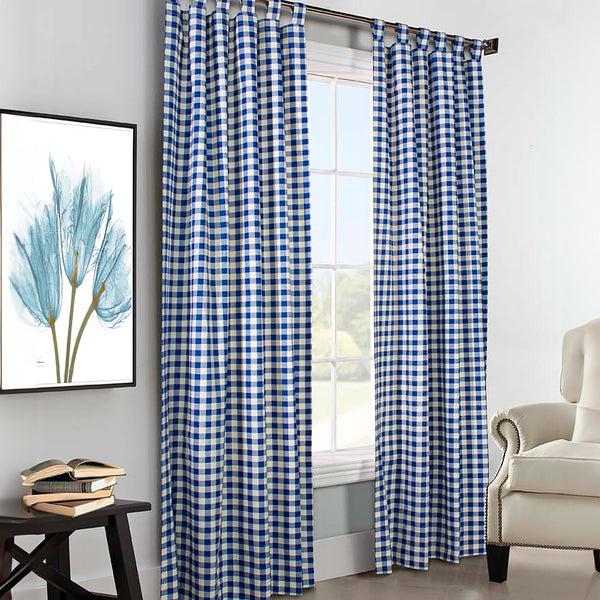Plow & Hearth Thermalogic Check Tab-Top Curtain Pair 95"L X 80"W