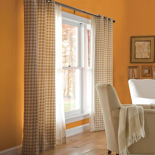 Plow & Hearth Thermalogic™ Check Grommet-Top Curtain Pair 54"L
