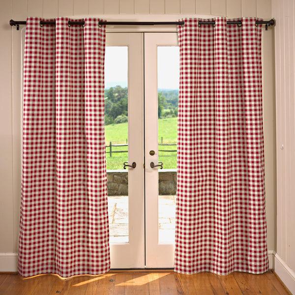 Plow & Hearth Thermalogic™ Check Grommet-Top Curtain Pair 72"L