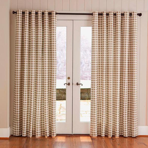 Plow & Hearth Thermalogic™ Check Grommet-Top Curtain Pair 84"L