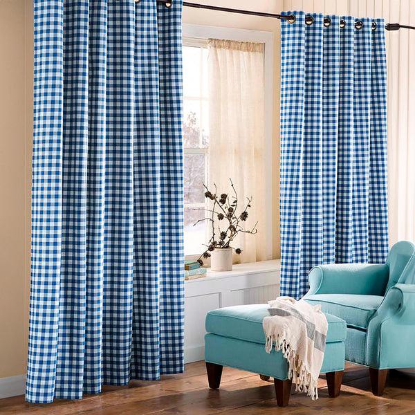 plow & hearth Thermalogic™ Check Grommet-Top Curtain Pair 84"L