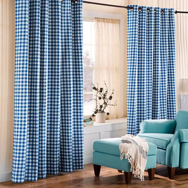 Plow & Hearth Thermalogic™ Check Grommet-Top Curtain Pair 95"L