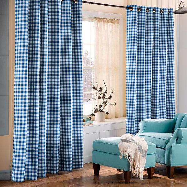 Plow & Hearth Thermalogic™ Check Grommet-Top Double-Wide Curtain Pair 84"L