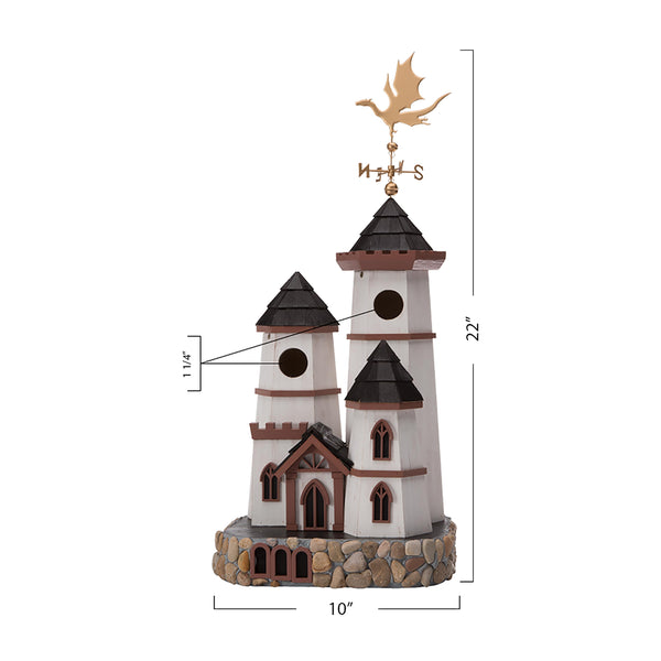 Plow & Hearth Three Tower Castle Birdhouse With Dragon Weathervane