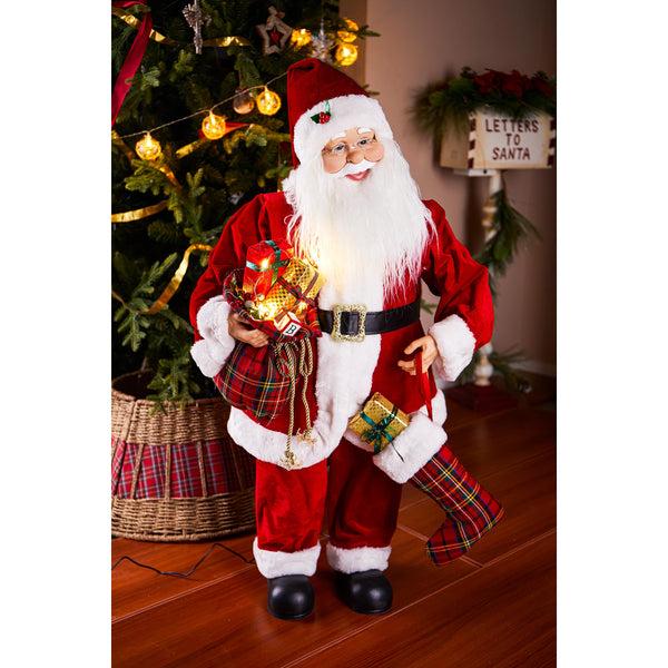 Plow & Hearth Traditional Santa LED Table Decor Dancing Santa Claus With Music 39.5"
