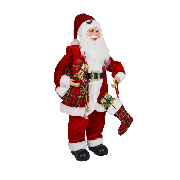 Plow & Hearth Traditional Santa LED Table Decor Dancing Santa Claus With Music 39.5"