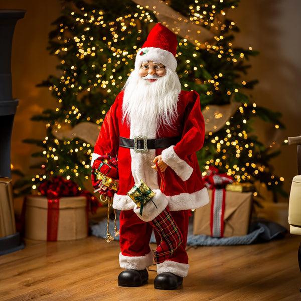 plow & hearth Traditional Santa LED Table Decor Dancing Santa Claus with Music 39.5"