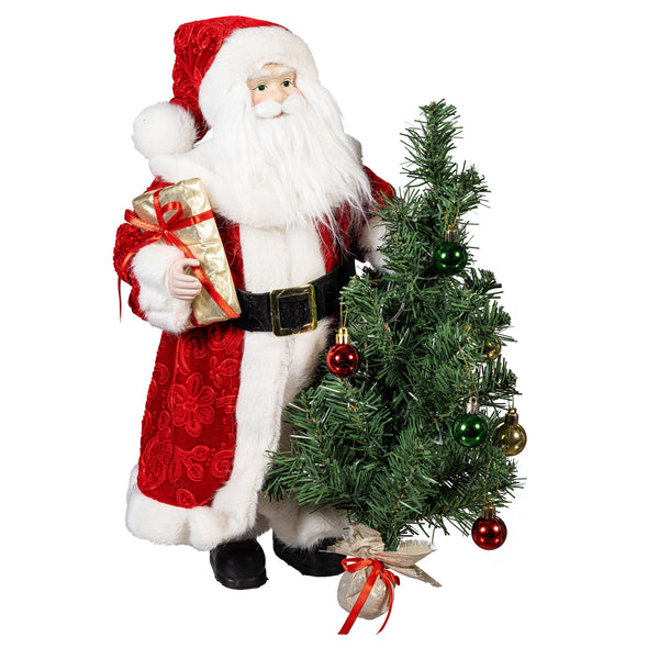 Plow & Hearth Traditional Santa LED Table Decor Traditional Santa Fabric 18.75"H