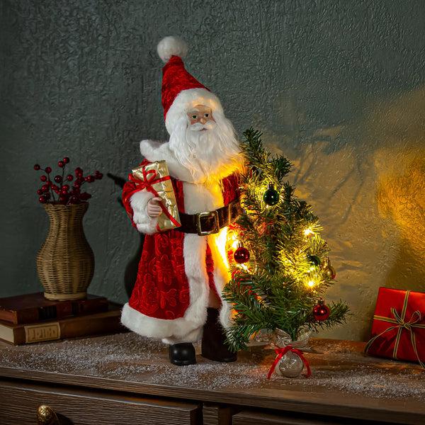 plow & hearth Traditional Santa LED Table Decor Traditional Santa Fabric 18.75"H