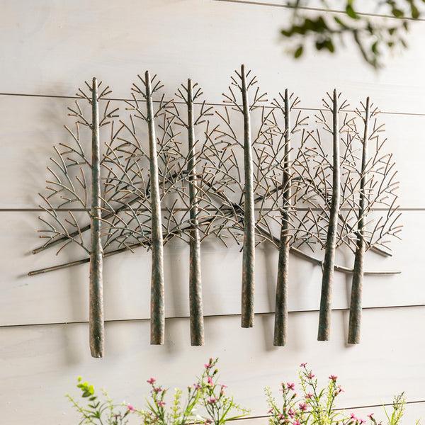 Plow & Hearth Trees And Mountains Handmade Metal Indoor Or Outdoor Wall Art