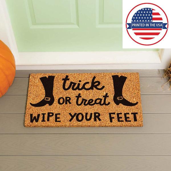 Plow & Hearth Trick Or Treat Wipe Your Feet Coir Doormat 28"x16"