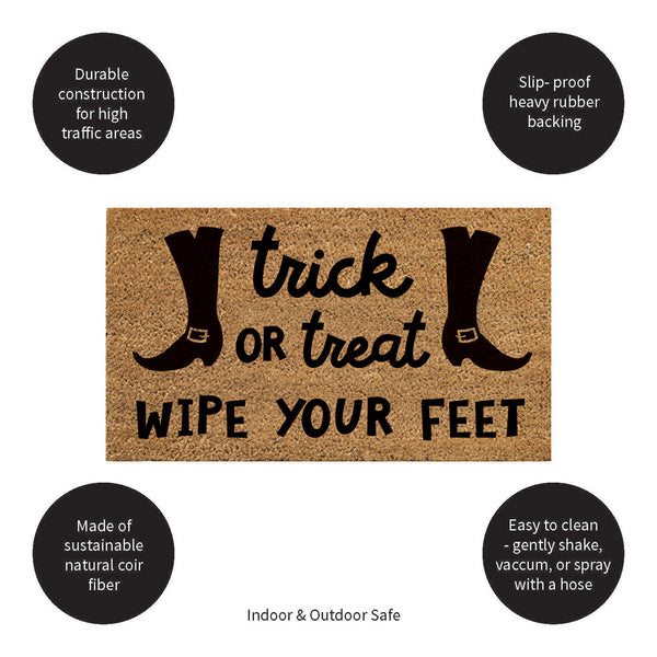 Plow & Hearth Trick Or Treat Wipe Your Feet Coir Doormat 28"x16"