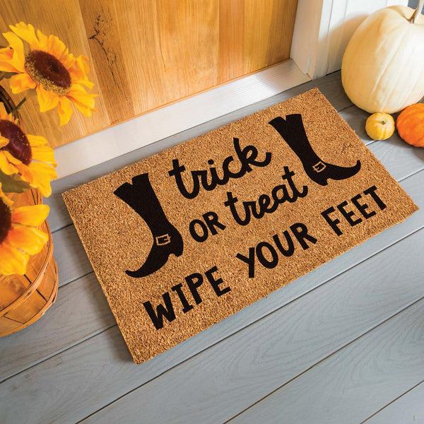plow & hearth Trick or Treat Wipe Your Feet Coir Doormat 28"x16"