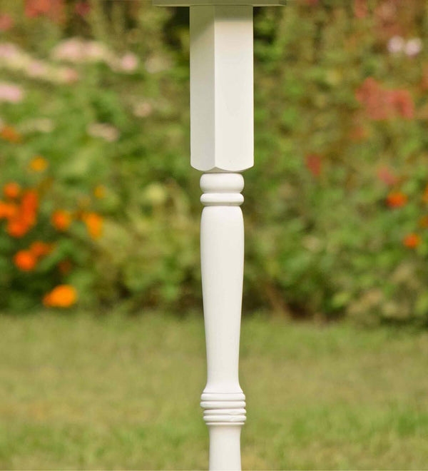 Plow & Hearth Turned Wood Pedestal Pole For Birdhouse/Feeder With Ground Auger White