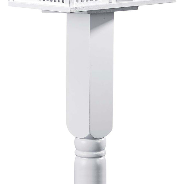 Plow & Hearth Turned Wood Pedestal Pole For Birdhouse/Feeder With Ground Auger White