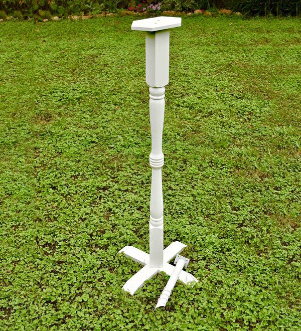 plow & hearth Turned Wood Pedestal Pole For Birdhouse/Feeder with Ground Auger White