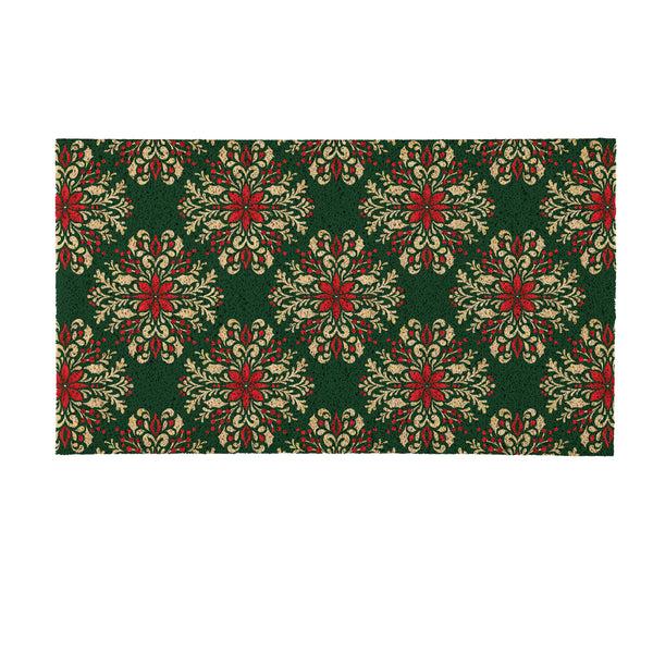 Plow & Hearth Twas The Night Damask PVC Trapper Mat 28"x16"