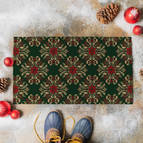 plow & hearth Twas The Night Damask PVC Trapper Mat 28"x16"