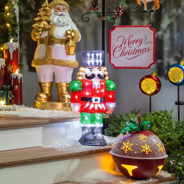 Plow & Hearth Twas The Night Garden Statue LED Acrylic Statue Nutcracker 16"H