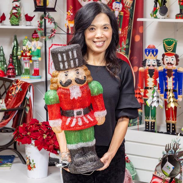 Plow & Hearth Twas The Night Garden Statue LED Acrylic Statue Nutcracker 16"H