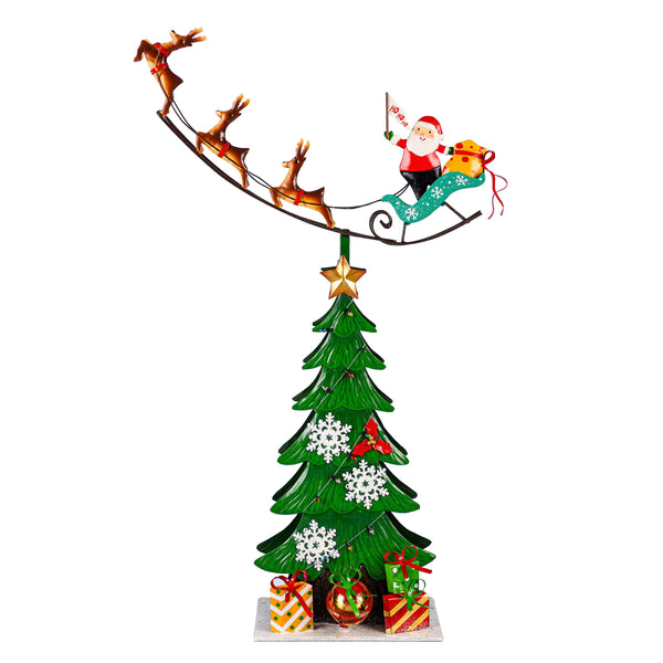 Plow & Hearth Twas The Night Garden Statue Metal Statue Santa Delivery 25.5"H