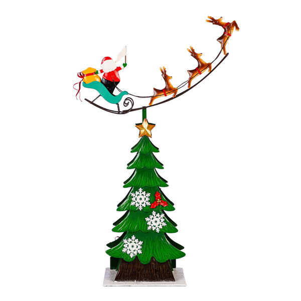 Plow & Hearth Twas The Night Garden Statue Metal Statue Santa Delivery 25.5"H