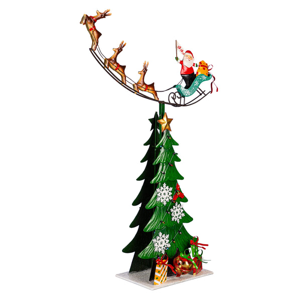 Plow & Hearth Twas The Night Garden Statue Metal Statue Santa Delivery 25.5"H