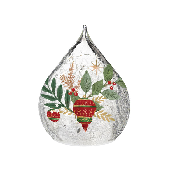 Plow & Hearth Twas The Night LED Table Decor Glass Teardrop Set Of 2