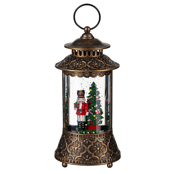 Plow & Hearth Twas The Night LED Table Decor Nutcracker Plastic Water Lantern 11"H