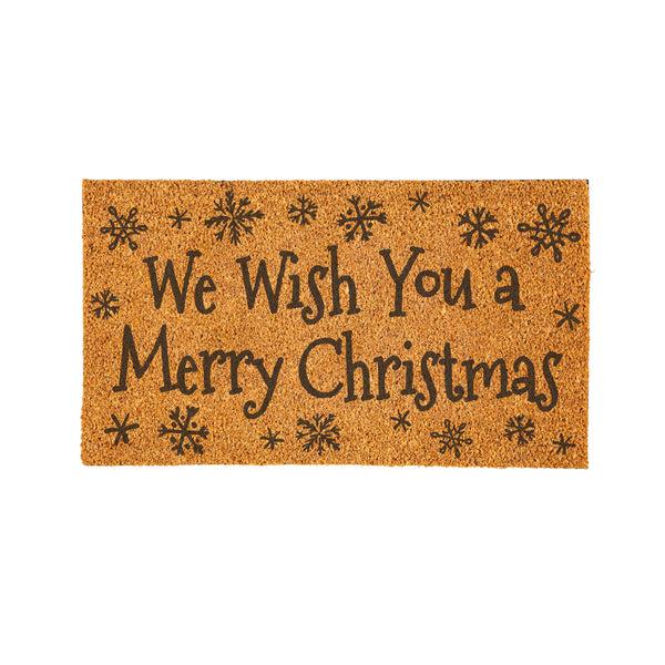 Plow & Hearth Twas The Night Nostalgia Christmas Tree Coir Mat "We Wish You A Merry Christmas" 28"x16"