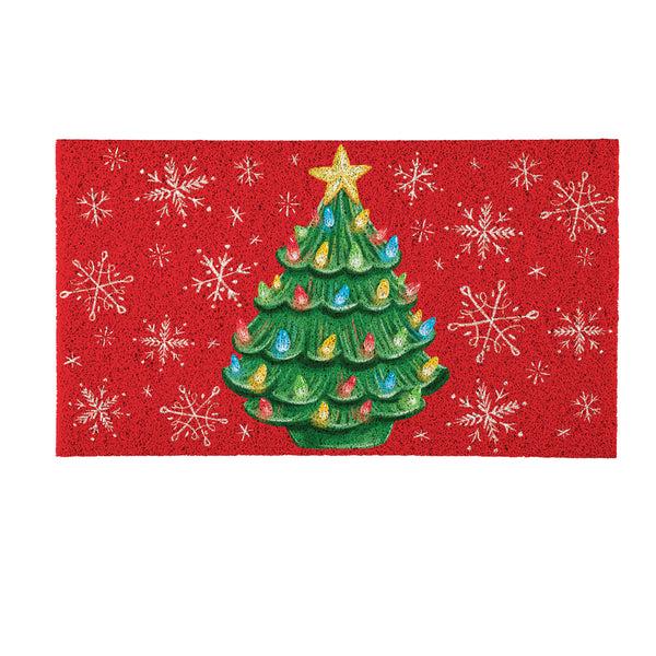 Plow & Hearth Twas The Night Nostalgia Christmas Tree PVC Trapper Mat 28"x16"