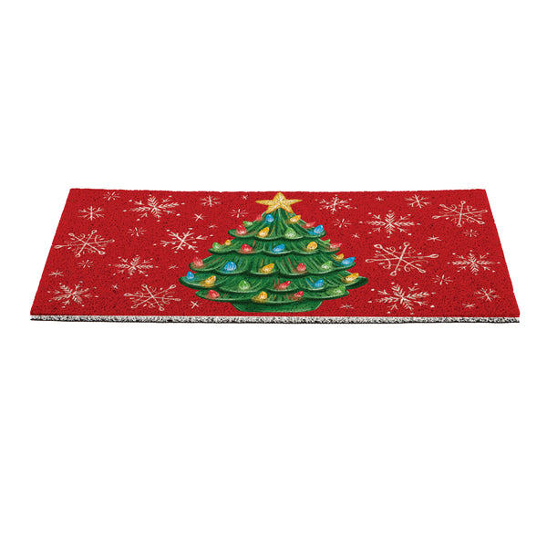 Plow & Hearth Twas The Night Nostalgia Christmas Tree PVC Trapper Mat 28"x16"