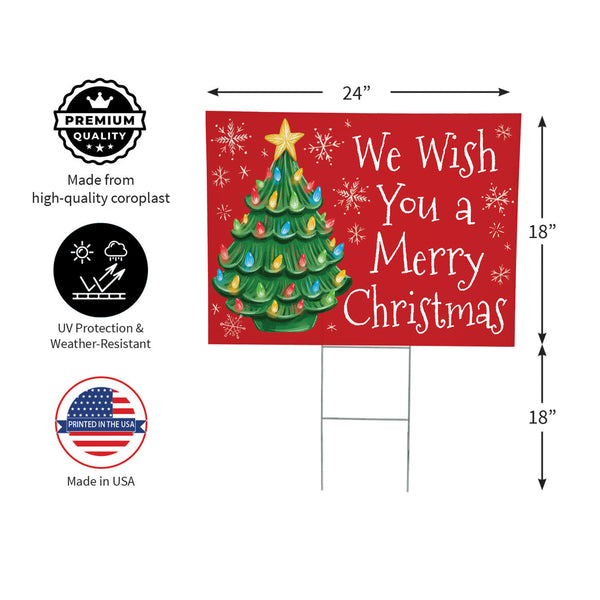 Plow & Hearth Twas The Night Nostalgia Christmas Tree Yard Sign "We Wish You A Merry Christmas" 24"x18"