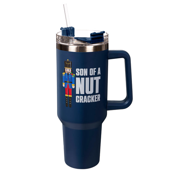plow & hearth Twas The Night Tumbler Stainless-Steel Canyon Cup w/ Straw Son Of A Nutcracker 40oz Gift Box