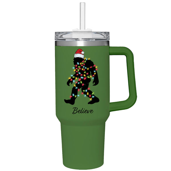 plow & hearth Twas The Night Tumbler Stainless-Steel Trenta Cup w/ Straw Bigfoot 30oz Gift Box