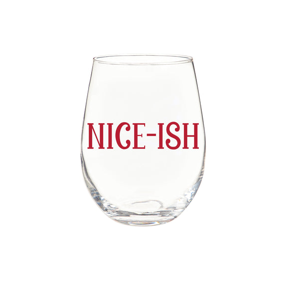 Plow & Hearth Twas The Night Wine Glass Stemless Glass Nice-Ish 17oz Gift Box