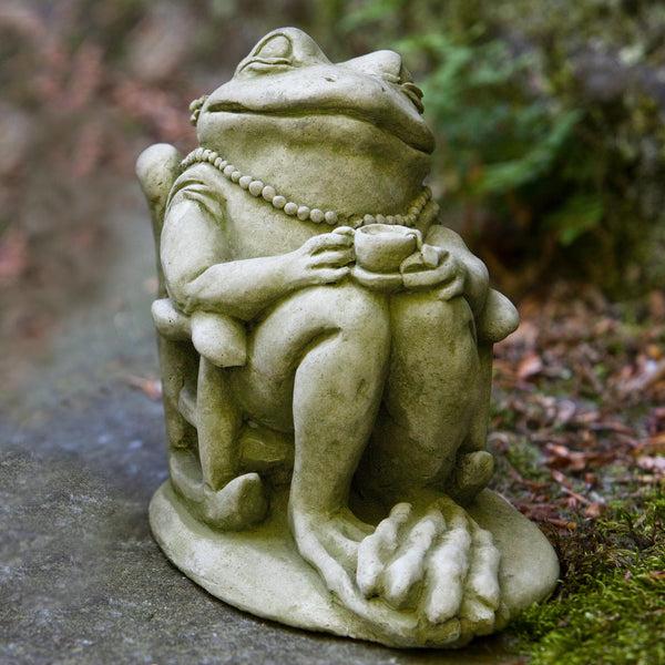 Plow & Hearth USA-Made Cast Stone Coffee And Tea Frog Garden Statues