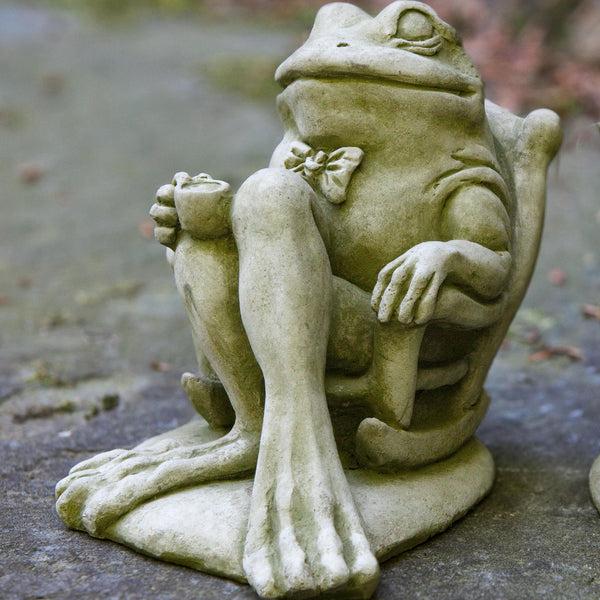 Plow & Hearth USA-Made Cast Stone Coffee And Tea Frog Garden Statues
