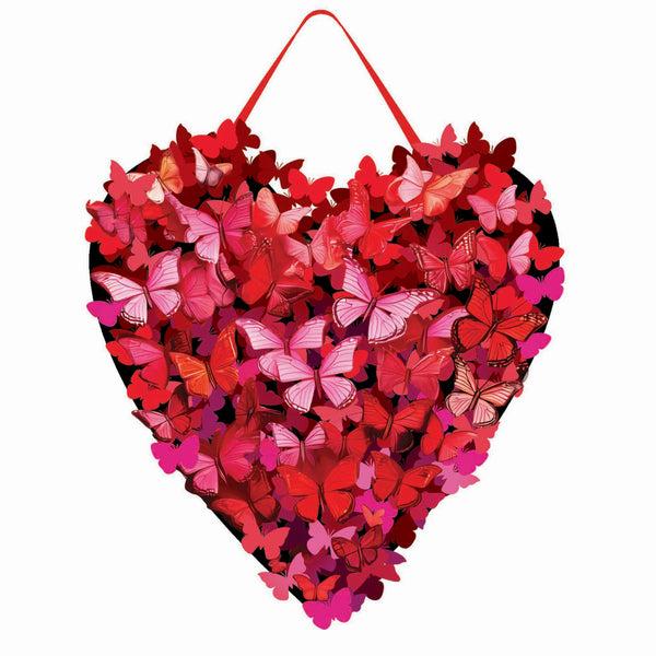 Plow & Hearth Valentine's Day Butterfly Heart & Patriotic Heart Reversible Door Decor