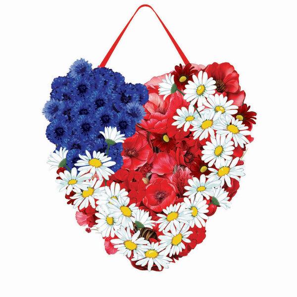 Plow & Hearth Valentine's Day Butterfly Heart & Patriotic Heart Reversible Door Decor
