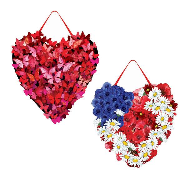plow & hearth Valentine's Day Butterfly Heart & Patriotic Heart Reversible Door Decor