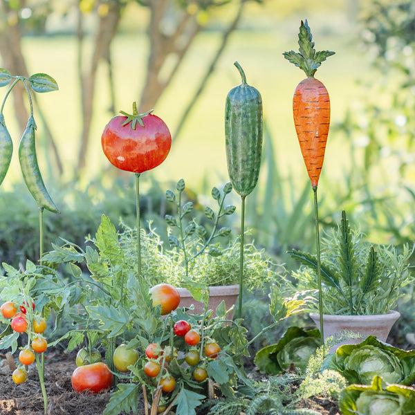 Plow & Hearth Vegetable Shaped Metal Plant Stakes Set Of 4